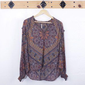 Free People Hendrix Flowy Floral Printed Peasant Top